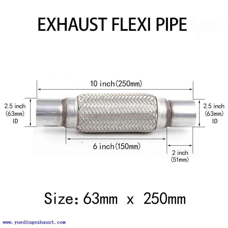 63mm x 250mm Tuyau d'échappement Flexi Tuyau Flex Joint Flexible Réparation de tube